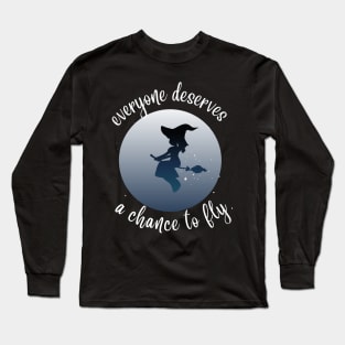 Cute Witch Flying on a Broom Long Sleeve T-Shirt